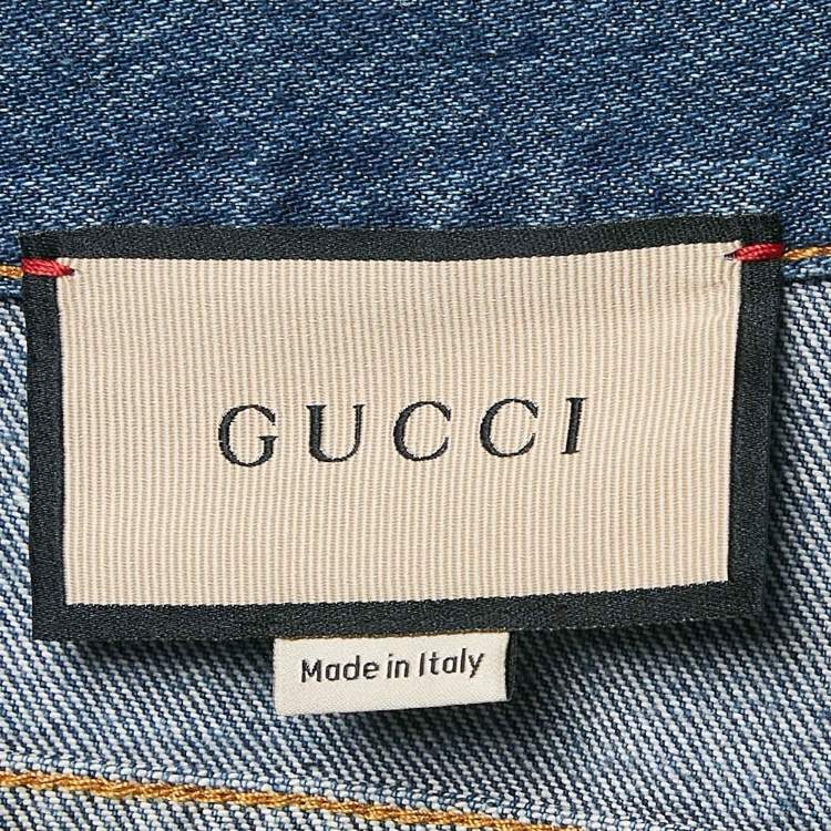 Pre Owned Gucci Blue Washed Denim Straight Leg Jeans L Waist 31"