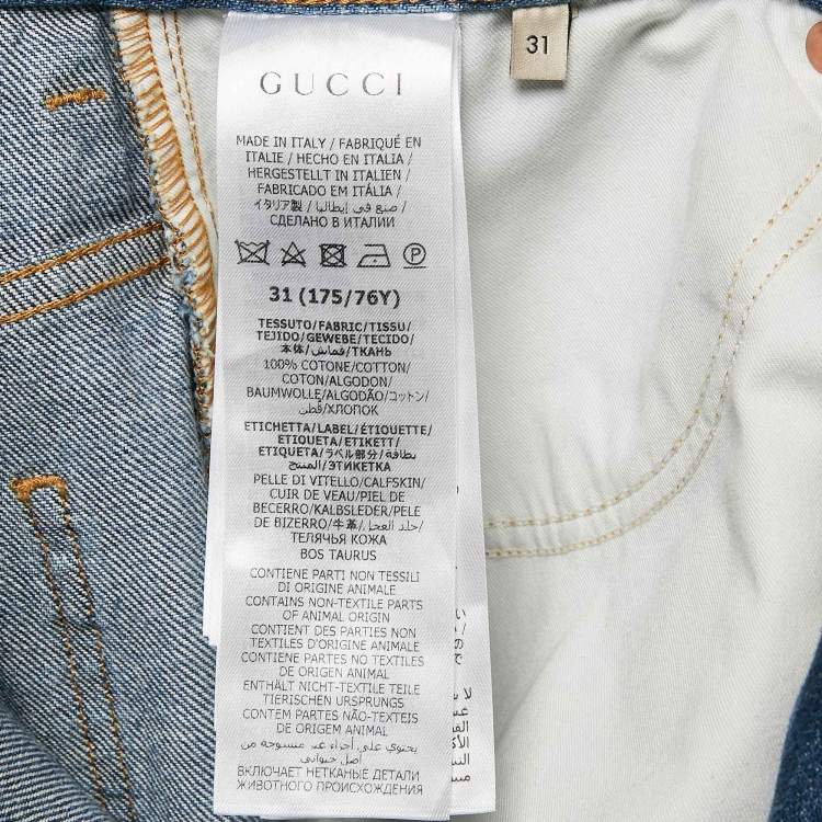 Pre Owned Gucci Blue Washed Denim Straight Leg Jeans L Waist 31"