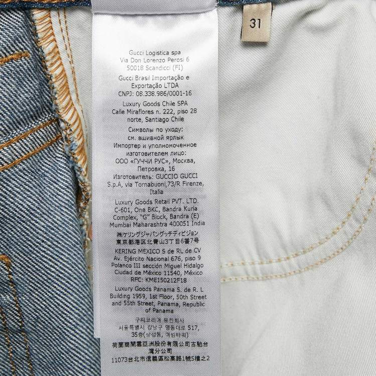 Pre Owned Gucci Blue Washed Denim Straight Leg Jeans L Waist 31"