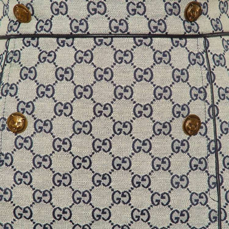 Pre Owned Gucci Ecru GG Jacquard Canvas A-Line Skirt S