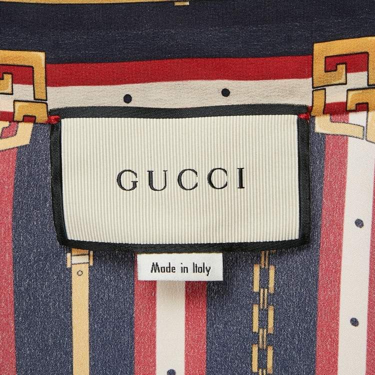 مملوكة مسبقًا Gucci Multicolor Printed Silk Tie-Up Neck Button Front Blouse XS