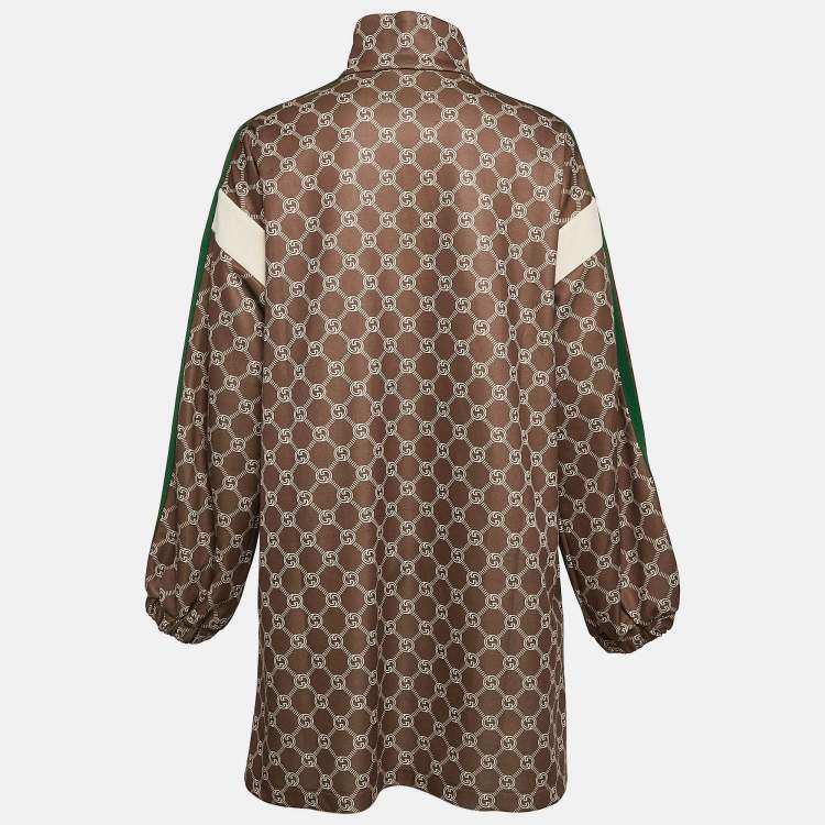 Pre Owned Gucci Khaki Green GG Supreme Logo Print Mini High Neck Dress M