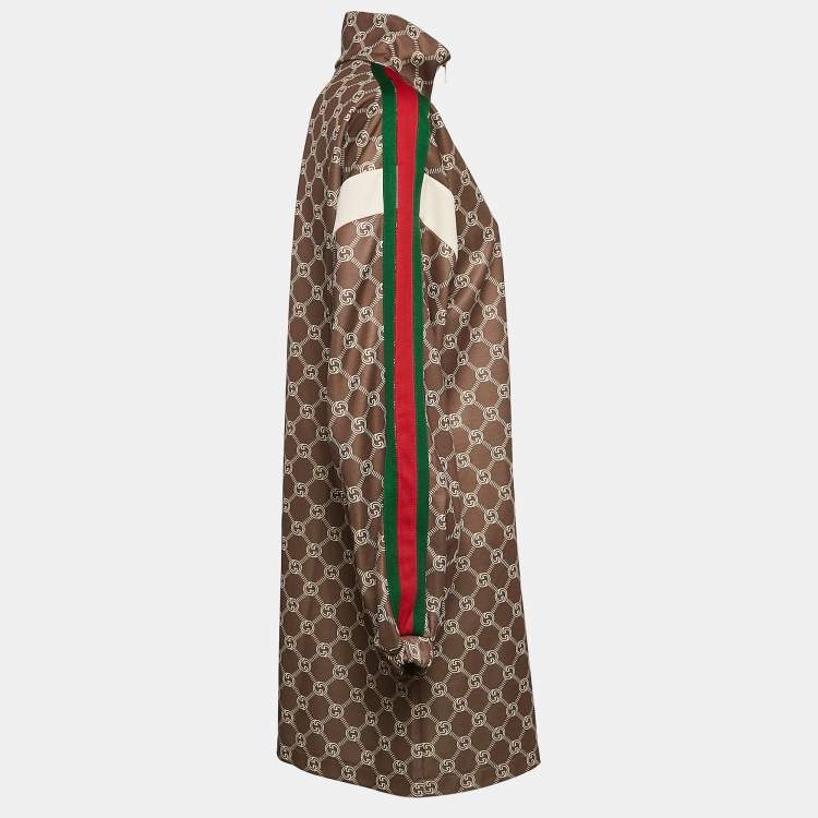 Pre Owned Gucci Khaki Green GG Supreme Logo Print Mini High Neck Dress M