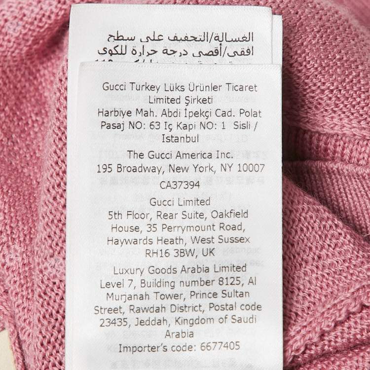 Pre Owned Gucci Pink Studded Wool Button Front Cardigan M