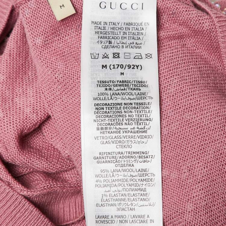 Pre Owned Gucci Pink Studded Wool Button Front Cardigan M