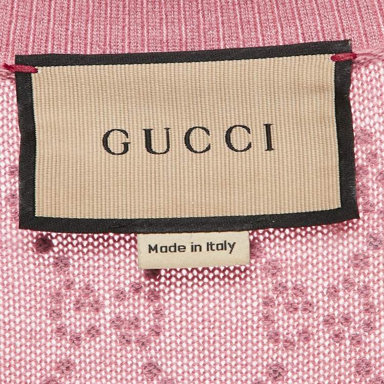 Pre Owned Gucci Pink Studded Wool Button Front Cardigan M