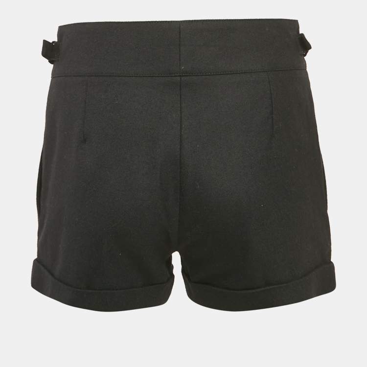 Pre Owned Gucci Black Wool Adjustable Waist Detail Shorts S