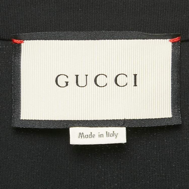 Pre Owned Gucci Black Jersey Web Stripe Detail Ruffled Short Dress XL
