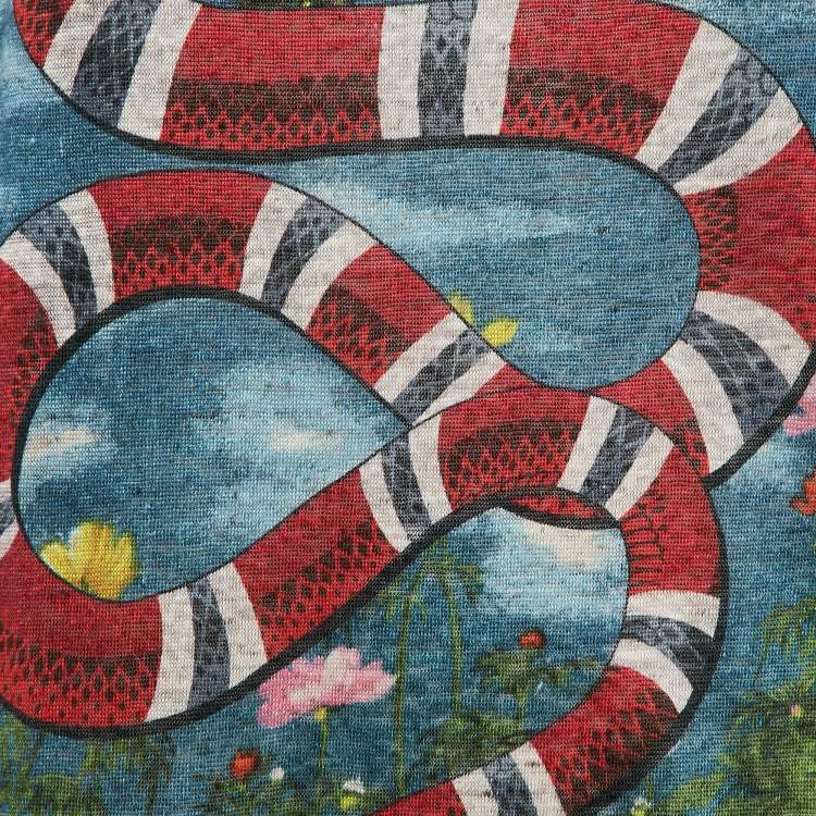 Pre Owned Gucci Multicolor Printed Linen Knit Top XS