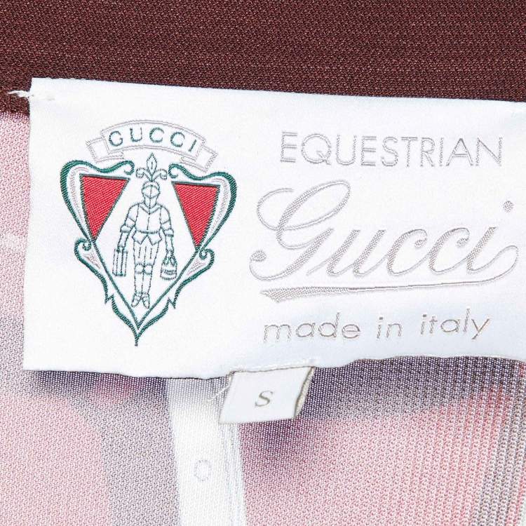 Pre Owned Gucci Equestrian Dark Red Printed Jersey Knee-Length Dress S