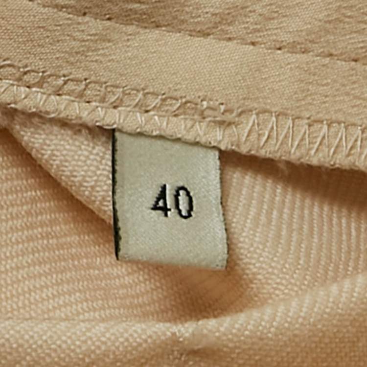 Pre Owned Gucci Cream Logo Print Gabardine Pleated Wool Culottes Trousers S