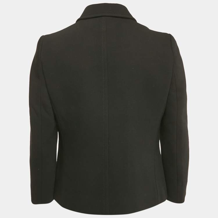 Pre Owned Gucci Black Textured Wool Blend Double Breasted Blazer M