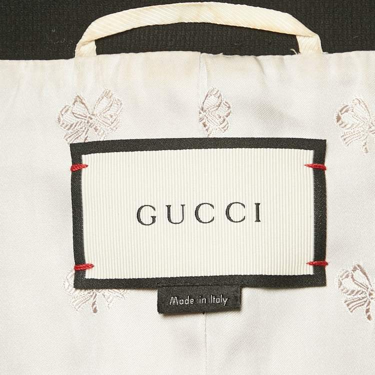 Pre Owned Gucci Black Textured Wool Blend Double Breasted Blazer M