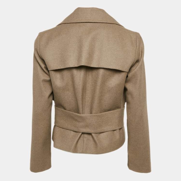Pre Owned Gucci Green Felt Wool Lapel Collar Jacket S