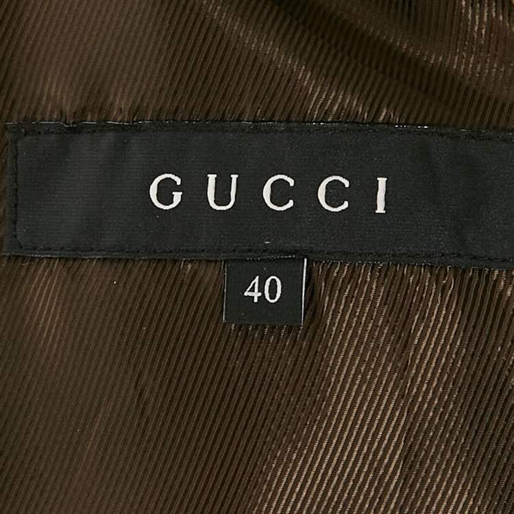 Pre Owned Gucci Green Felt Wool Lapel Collar Jacket S