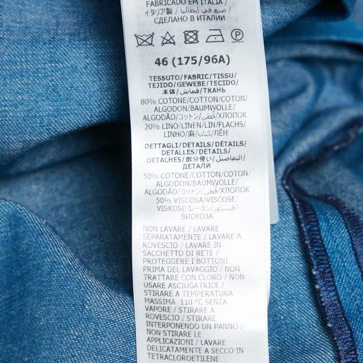 Pre Owned Gucci Blue Denim Web Contrast Trimmed Short Dress L
