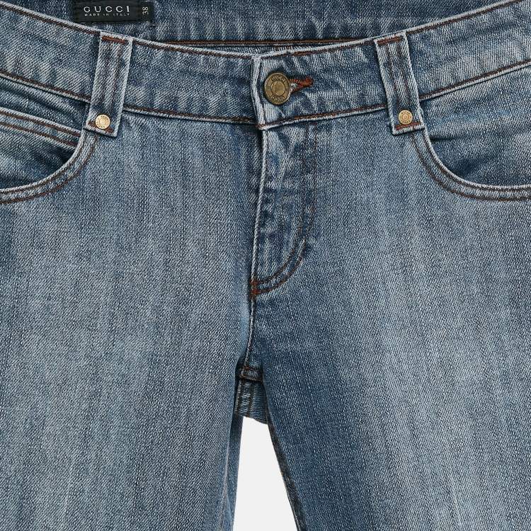 Pre Owned Gucci Blue Washed Denim Straight Leg Jean S Waist 28"