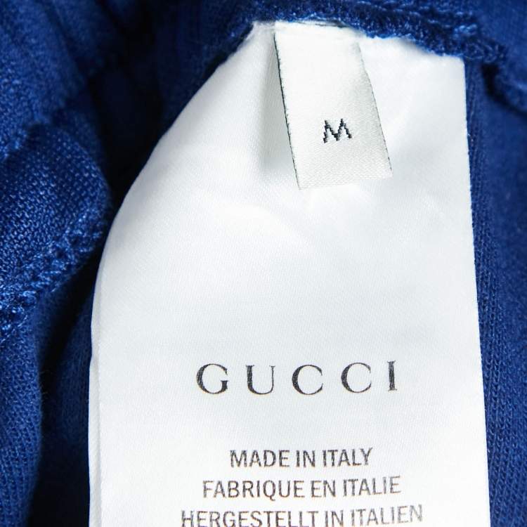 Pre Owned Gucci Navy Blue GG Side Stripe Jersey Mini Skirt M