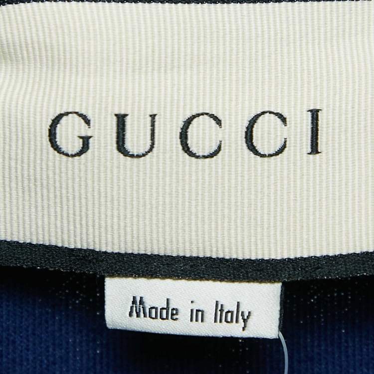 Pre Owned Gucci Navy Blue GG Side Stripe Jersey Mini Skirt M