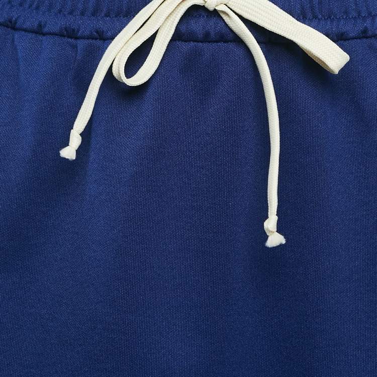 Pre Owned Gucci Navy Blue GG Side Stripe Jersey Mini Skirt M