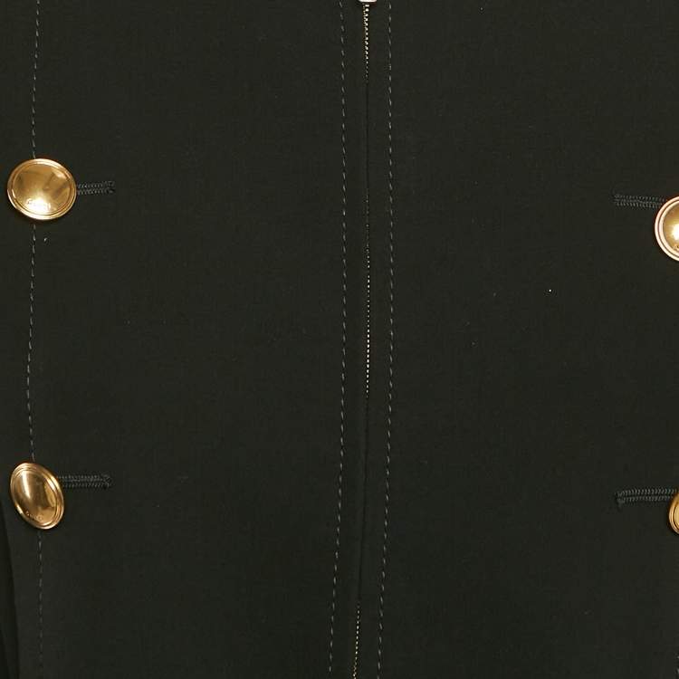 مملوكة مسبقًا Gucci Black Crepe Zip-Up Button Detail Belted Mid-Length Coat M