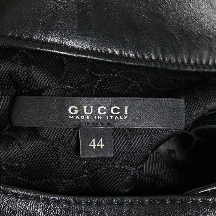 مملوكة مسبقًا Gucci Black/Brown Wool Leather Trimmed Short Dress M