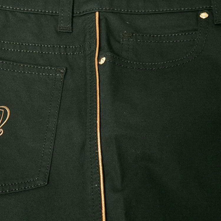 مملوكة مسبقًا Gucci Black Pocket Detail Cotton Skinny Trousers XS