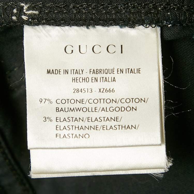 مملوكة مسبقًا Gucci Black Pocket Detail Cotton Skinny Trousers XS