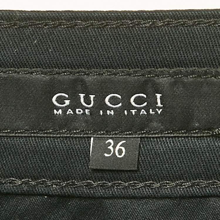 مملوكة مسبقًا Gucci Black Pocket Detail Cotton Skinny Trousers XS