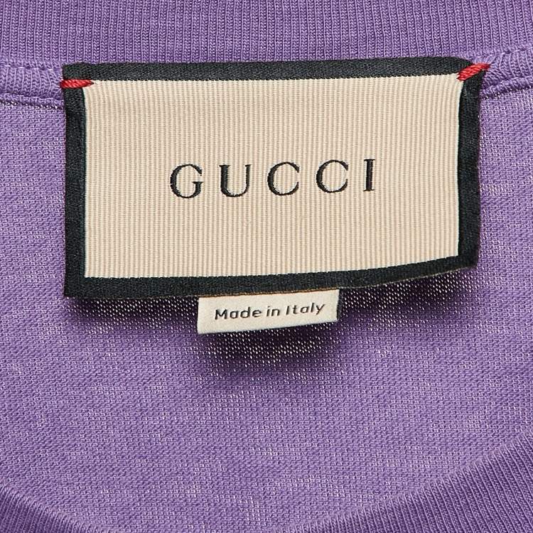 Pre Owned Gucci Purple Cherry Print Jersey Crew Neck T-Shirt XS