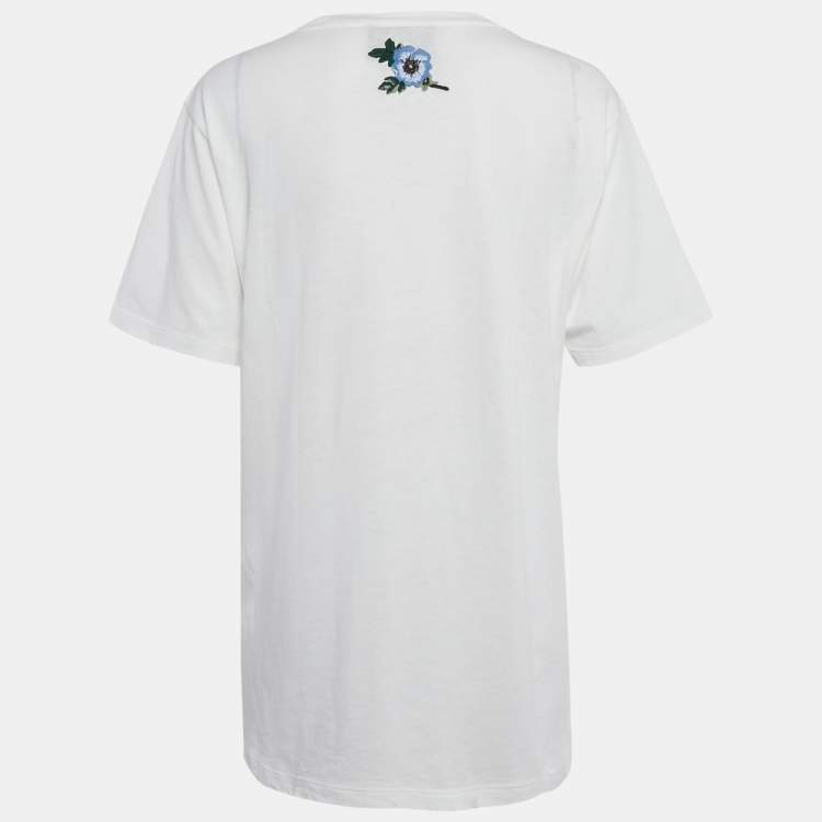 مملوكة مسبقًا Gucci White Vintage Logo Print Cotton Distressed Oversize T-Shirt XS