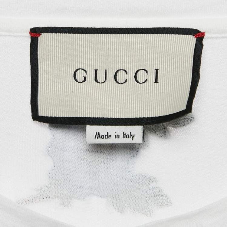 مملوكة مسبقًا Gucci White Vintage Logo Print Cotton Distressed Oversize T-Shirt XS