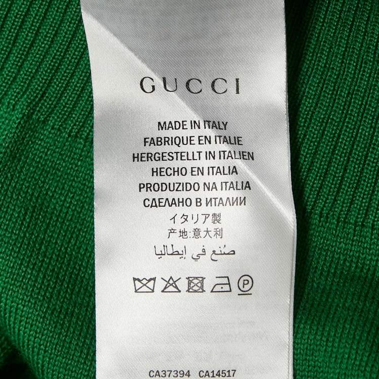 Pre Owned Gucci Green Wool V-Neck Full Sleeve Sweater XS