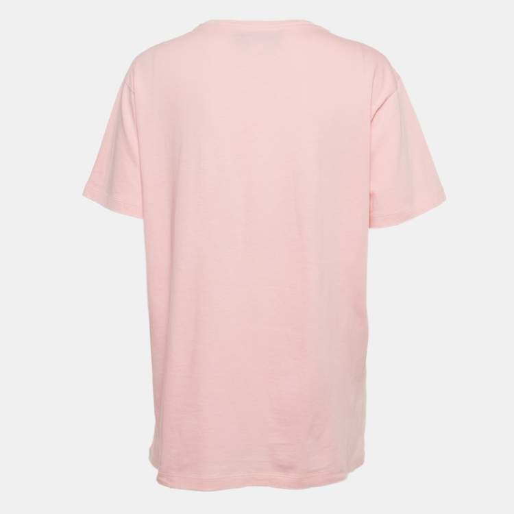 مملوكة مسبقًا Gucci Pink Lemon Gucci Print Jersey Crew Neck T-Shirt XS