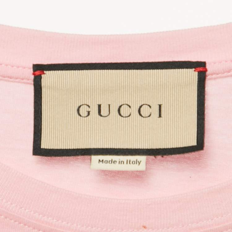 مملوكة مسبقًا Gucci Pink Lemon Gucci Print Jersey Crew Neck T-Shirt XS
