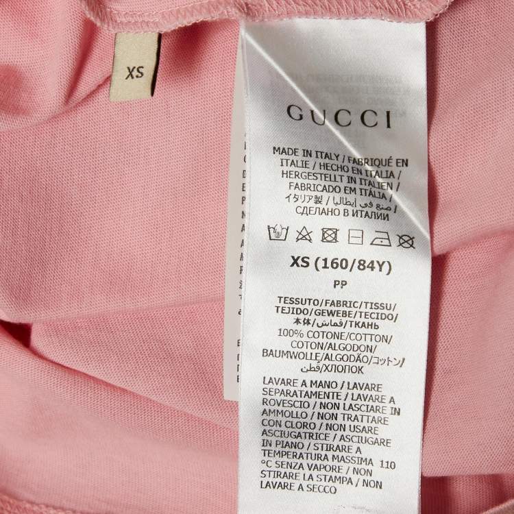 مملوكة مسبقًا Gucci Pink Lemon Gucci Print Jersey Crew Neck T-Shirt XS