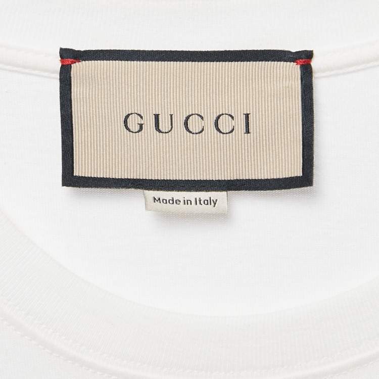 Pre Owned Gucci Off White Love Parade Sequin Detail Jersey T-Shirt XS