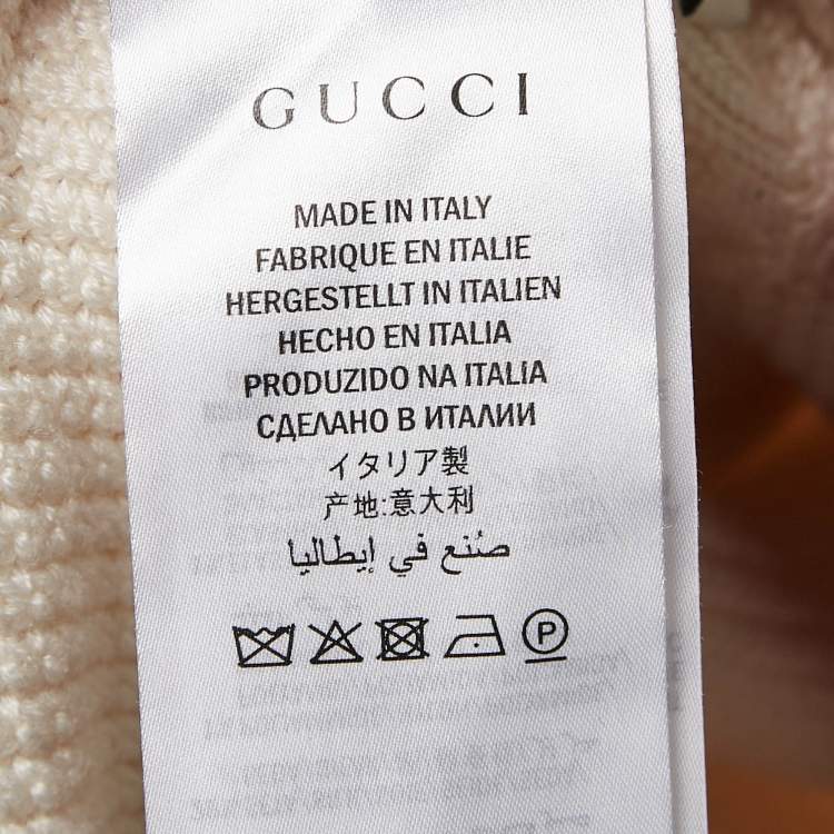 مملوكة مسبقًا Gucci Cream Sylvie Web Knit Button Front Cardigan XS