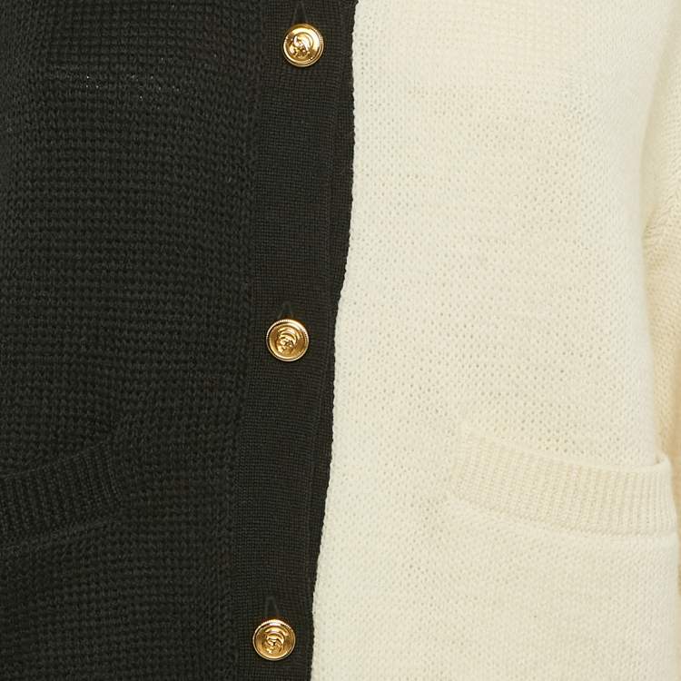 Pre Owned Gucci Black/White Monochrome Button Front Cardigan S