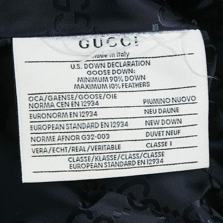 Pre Owned Gucci Blue Embroidered Nylon Quilted Jacket S