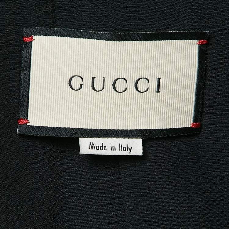 Pre Owned Gucci Black Silk Blend Button Detail Contrast Trimmed Jacket XS