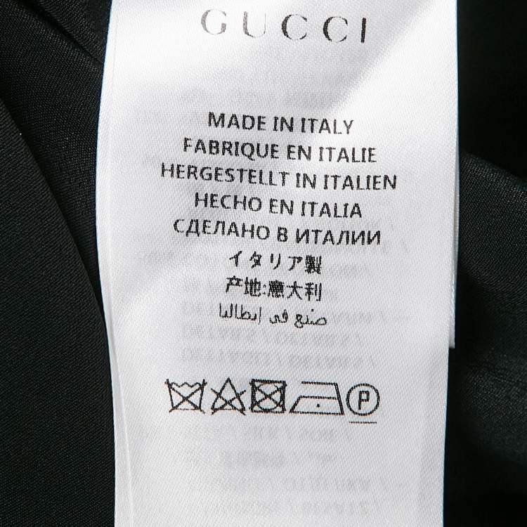 Pre Owned Gucci Black Silk Blend Button Detail Contrast Trimmed Jacket XS