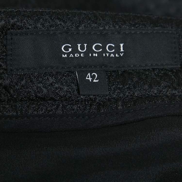 Pre Owned Gucci Black Jacquard Wool and Silk Top and Pants Set S