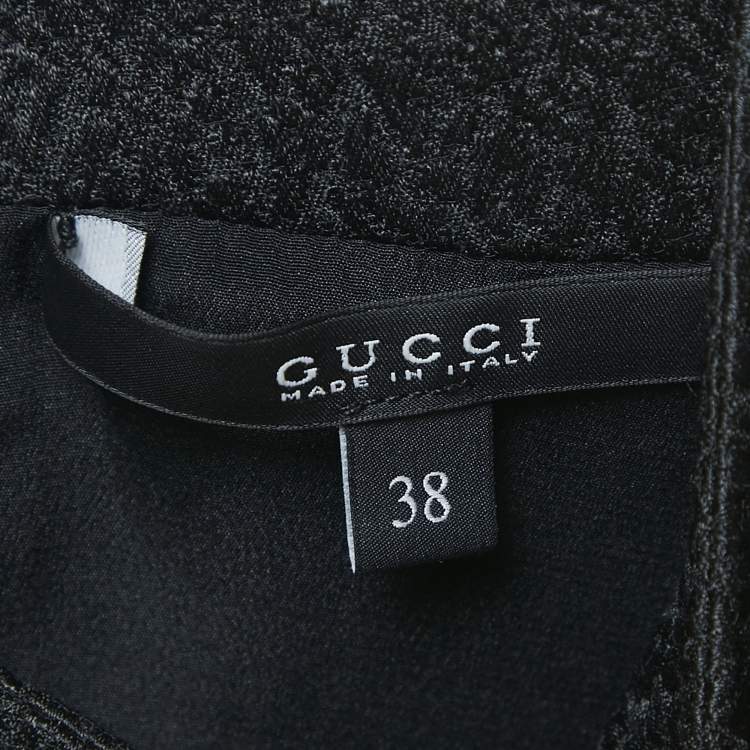 Pre Owned Gucci Black Jacquard Wool and Silk Top and Pants Set S
