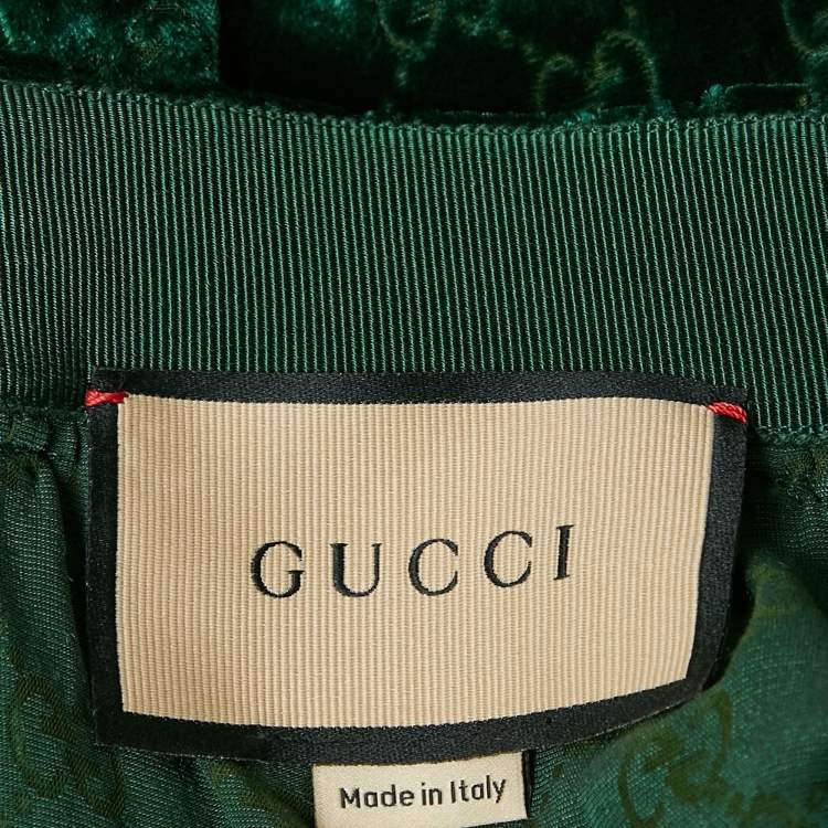 Pre Owned Gucci Green GG Supreme Patterned Velvet Shorts S 