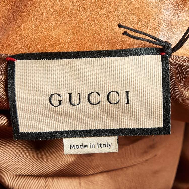 Pre Owned Gucci Brown Leather A-Line Skirt S