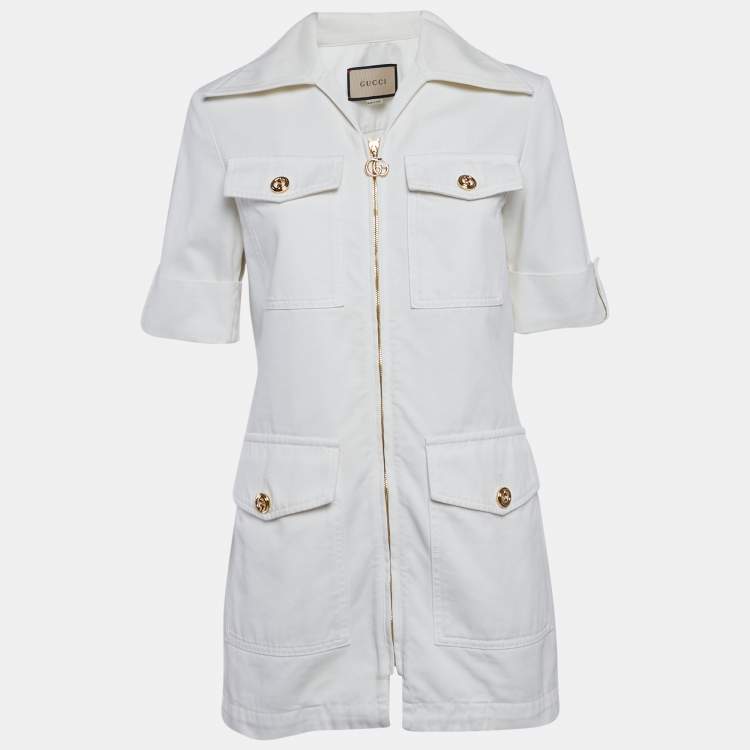 مملوكة مسبقًا Gucci White Denim Short Sleeve Jacket S