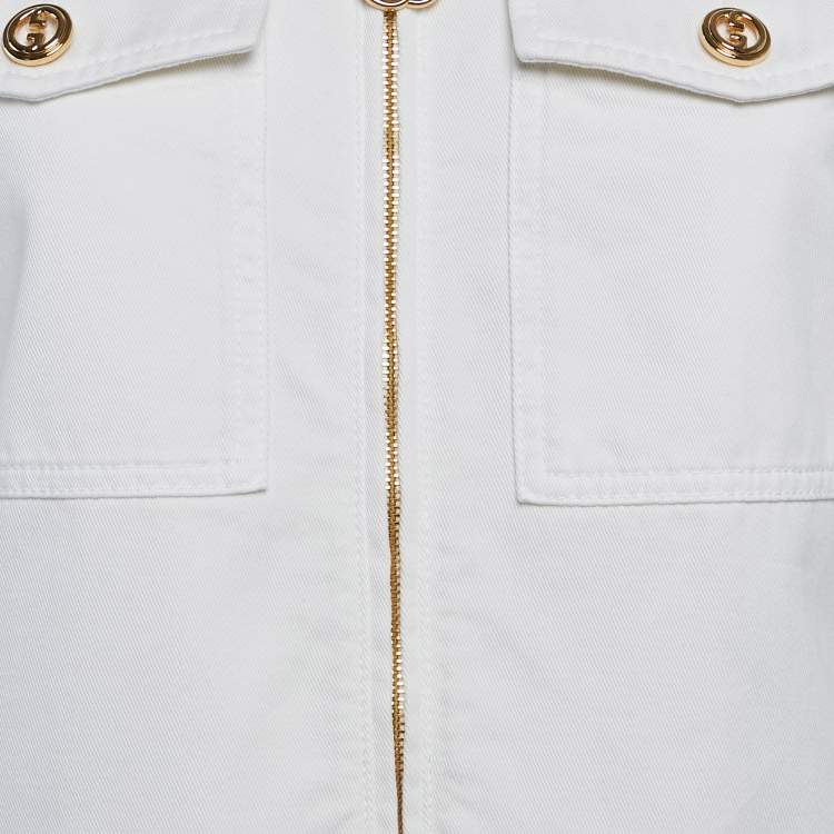 مملوكة مسبقًا Gucci White Denim Short Sleeve Jacket S