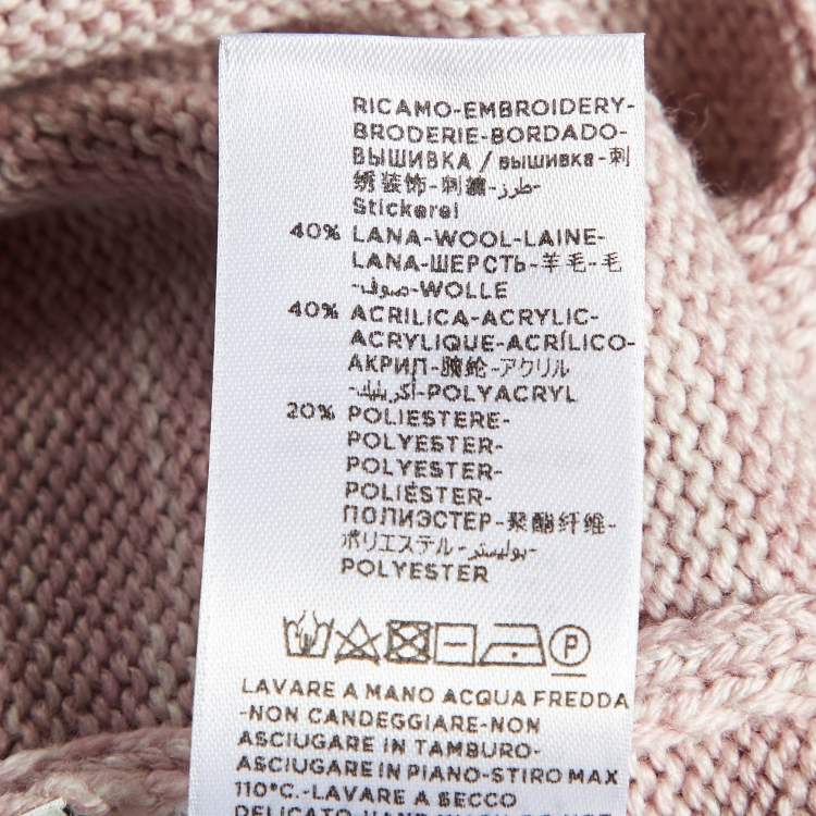 Pre Owned Gucci Pink Angel Embroidered Wool Knit Sweater XL