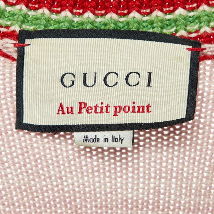 Pre Owned Gucci Pink Angel Embroidered Wool Knit Sweater XL